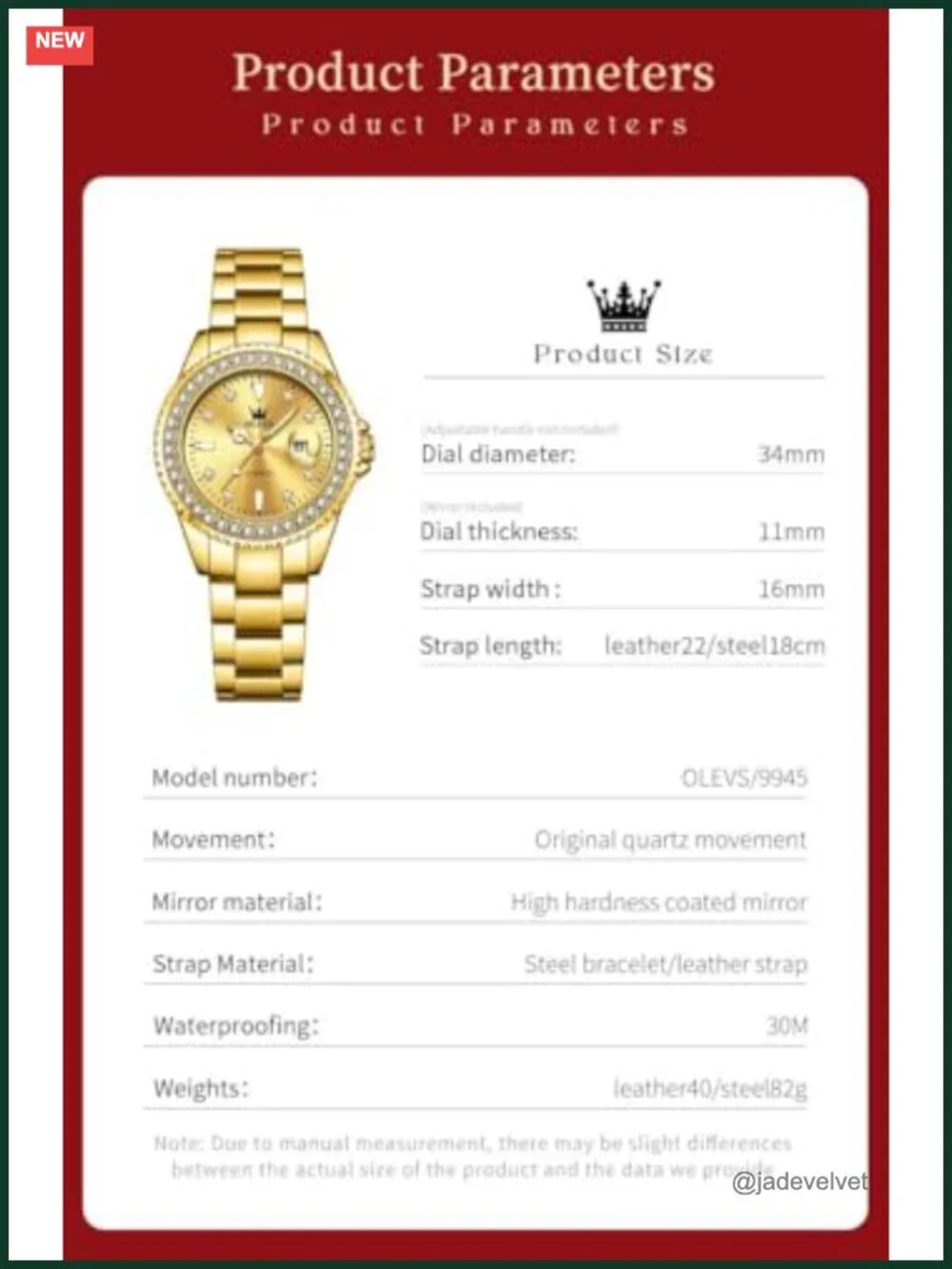 Diamond Dress Watch Analog Female Stainless Steel Waterproof Luminous Day Date